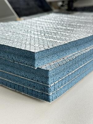 Semi Open Cell Polyolefin PO Acoustic Foam with Aluminum Foil Layer and Adhesive Backing Premium Noise Reduction Insulation Boards chống cháy và dễ cài đặt cho hệ thống thông gió